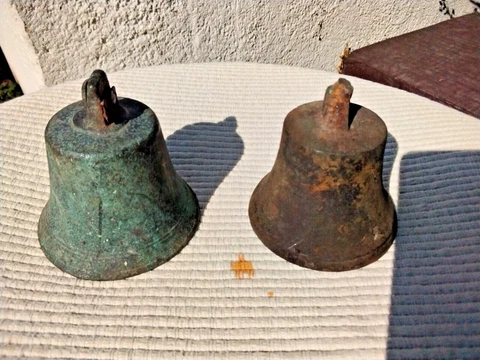 2 ANTIQUE SERVANTS DOOR ROOM BRONZE BELLS Cover