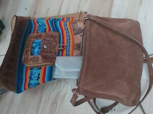  x3 Leather Peru Bag l1x 8 in sake 13x 13in bathl 7x6  accessor lots go deals et