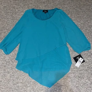 By & By Women’s Half Sleeved Shirt Size Small NWT Teal Dress Casual - Picture 1 of 6