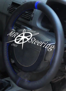 LENKRADBEZUG SCHWARZ LEDER FÜR VAUXHALL (OPEL) TIGRA B 2004-2009 + R BLAUES GURT - Bild 1 von 5