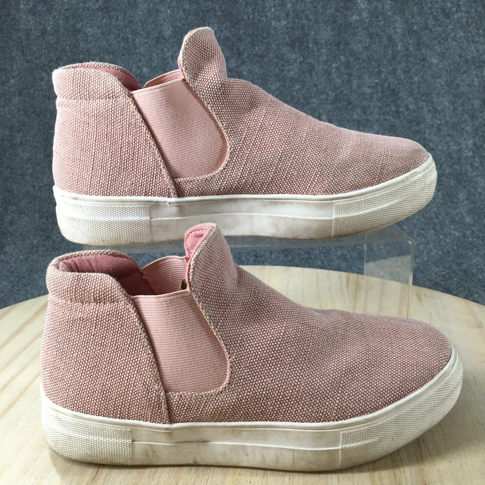 Botas Soda para mujer 8 sin cordones planas cómodas punta redonda tobillo rosa lona informales Foto 1 de 4