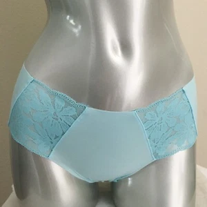 Nwt PINK Victorias Secret No Show Lace Trim Hipster Panty Blue Breeze Font L - Picture 1 of 6
