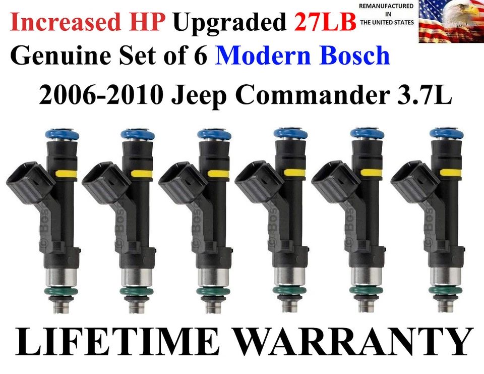 Оригинальные топливные форсунки HP+ 6 27 фунтов обновление Bosch для Jeep Commander 3,7 л 2006-10 годов выпуска - Изображение 1 из 1