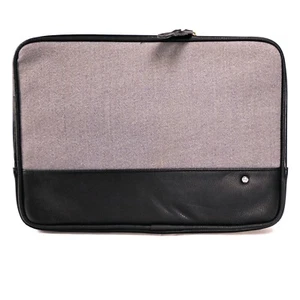 PKG -13.3 x 10in Padded Laptop Sleeve Grey Herringbone with Black Trim Case - Picture 1 of 6
