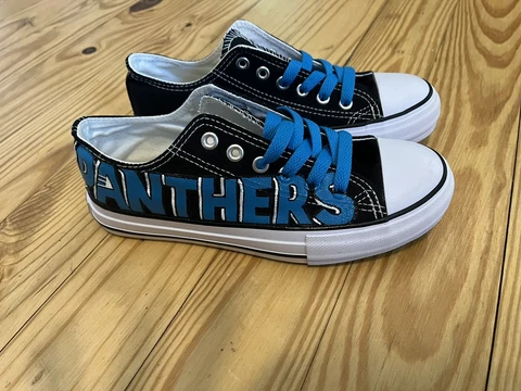 Carolina Panthers Shoes Women Size 6 Custom Black & Blue Cover