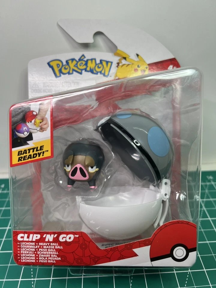 Jazwares Pokemon Clip 'n'Go Poké Piglet & Heavy Ball Action Figure Toy PKW3633