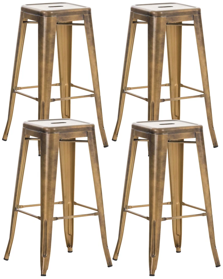 Lot de 4 tabourets de bar empilables chic Joshua Style industriel repose-pieds - Photo 1/1