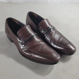 Hugo Boss Vero Cuoio Loafers Mens 12 Brown Leather Slip On 50300804 EUC - Picture 1 of 9