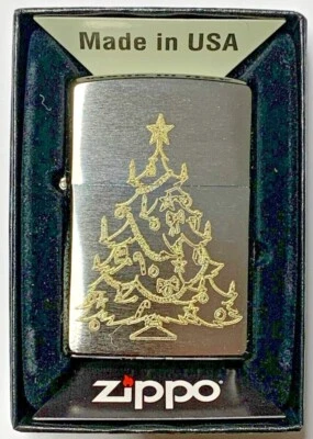Weihnachten Christbaum ZiPPO  + DIAMANT WUNSCH GRAVUR mit / ohne Geschenk Set - Bild 1 von 4