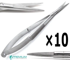 10 Pcs New Micro Surgery 4.5" Castroviejo Scissors Sharp/Sharp Straight Tools - Picture 1 of 4