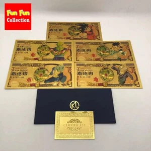 5pcs/set Japanese Anime Dragon-ball-Z Goku characters Gold souvenir Banknotes - Bild 1 von 6