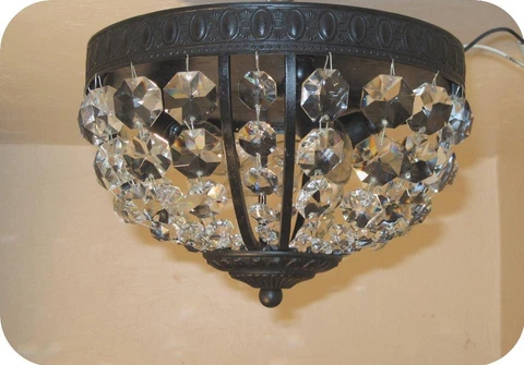 Vintage Crystal Black Metal Beaded Basket Ceiling Light Chandelier Cover