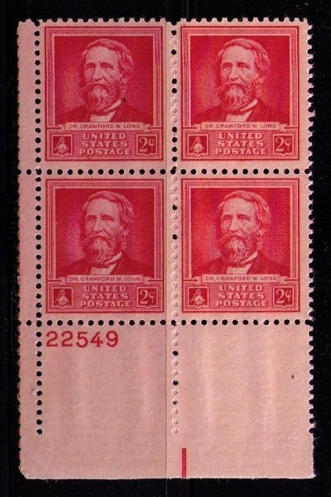 US USA Sc# 875 MNH FVF PLATE # BLOCK Dr. Crawford W Long - Image 1 of 1