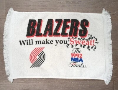 Toalla de recuerdo vintage del juego 5 de las finales de la NBA de 1992, Bulls vs Blazers, 11" x 17" Foto 1 de 4
