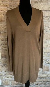 MarlaWynne Rib Detail V Neck Jumper Caramel Size Small - Picture 1 of 1