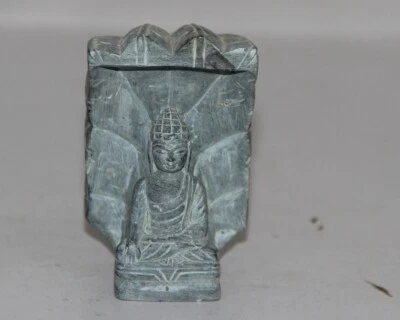 Antiga estátua de Buda de pedra meditadora feita à mão antiga original 12063 - Imagem 1 de 4