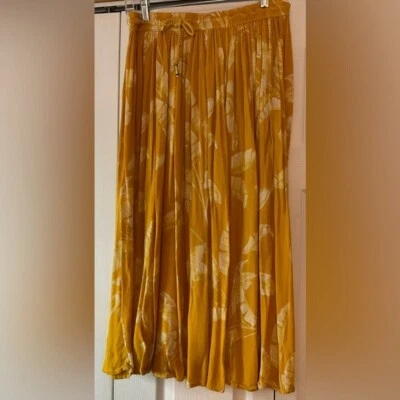 Maxi Falda Philosophy Anthropologie Amarillo Mostaza Cordón Mediana Boho Foto 1 de 4