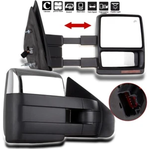 Espejos retrovisores de remolque para camioneta Ford F150 07-14 con par de intermitentes cromados eléctricos térmicos - Imagen 1 de 10