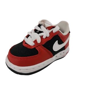 Nike Air Force One  314194 600 Toddler Shoes Sneakers Leather Red Black Sixe 4 C