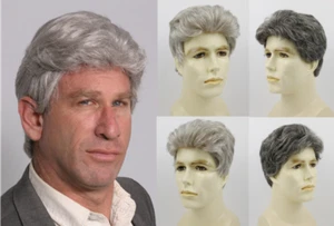 MENS MALE SHORT SLIGHTLY WAVY HAIR MONOFILAMENT FRONT HAND-TIED EDGES ALEX WIG  - Picture 1 of 15