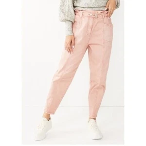 NWT SO Paperbag Waist Twill High Rise Utility Pants Pink Juniors Size 1 - Picture 1 of 3