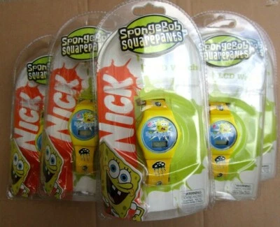 Set of 6 Spongebob Yellow 9" LCD Digital Display Jellyfish Rubber Band Watch-New - Image 1 of 2