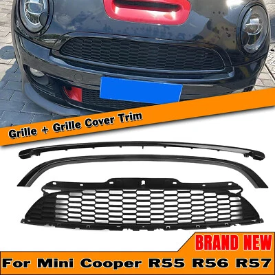 1Set Front Bumper Grille Mesh +Frame Cover For Mini Cooper R55 R56 R57 2007-2015 - Image 1 of 4