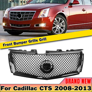 Black Front Bumper Grille Mesh Cover For Cadillac CTS 2008-2013 Honeycomb Style