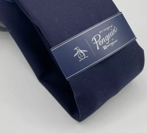Cravatta collo uomo pinguino originale poli misto slim moderna blu scuro quasi nera - Foto 1 di 6