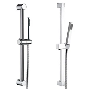 Riel de ducha ajustable cromado deslizador cuadrado/redondo soporte para cabeza de baño - Imagen 1 de 19
