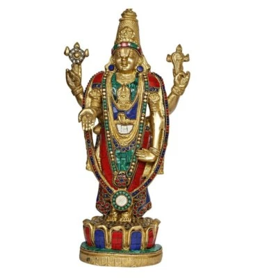 Estatueta de bronze Tirupati Blessing Balaji Venkateshwara ídolo peça de exibição - Imagem 1 de 4