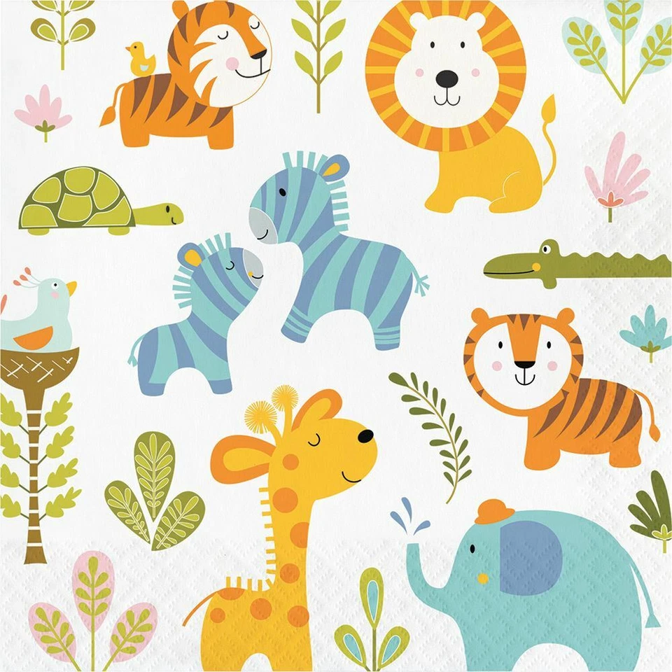 Happi Jungle Print 16 Ct Luncheon Napkins 1st Birthday Baby Shower - Image 1 of 1