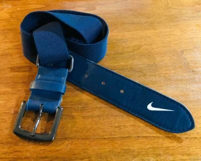 Cinturón elástico ajustable vintage NIKE SWOOSH azul deslizable 30" negro hebilla cromada  Foto 1 de 3