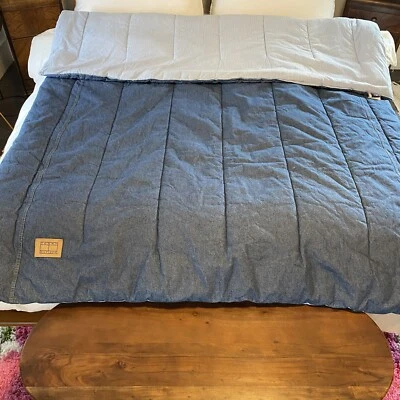De Colección Tommy Hilfiger Azul Denim Jean Azul/Blanco Rayas Reversible Doble Edredón Foto 1 de 4