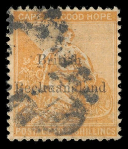 Bechuanaland 1887 5s orange WMK Anchor (COGH SG 54) FORGED OVERPRINT fine used. - Picture 1 of 1