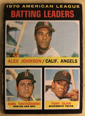 1971 Topps «1970 Batting Leaders» Алекс Джонсон Карл Ястржемски Тони Олива No61 - Изображение 1 из 2