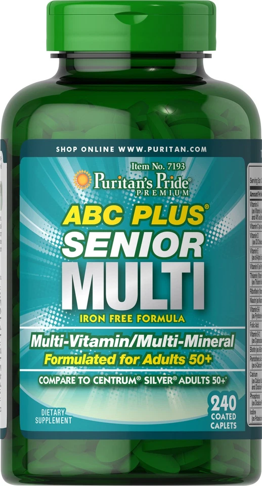 Fórmula multivitamínica multimineral Puritan's Pride ABC Plus Senior - 240 cápsulas Foto 1 de 4