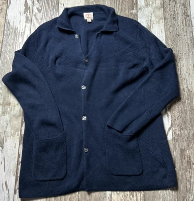 Brooks Brothers Red Fleece Sweater Men's XL Cardigan Pockets 100% Cotton Grandpa - Image 1 of 4