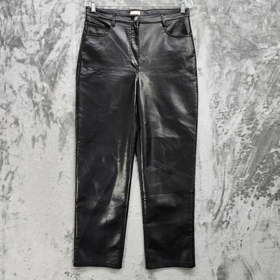 Aritzia Wilfred Pants Womens 10 Black Faux Leather Melina High Rise Straight Leg - Image 1 of 4