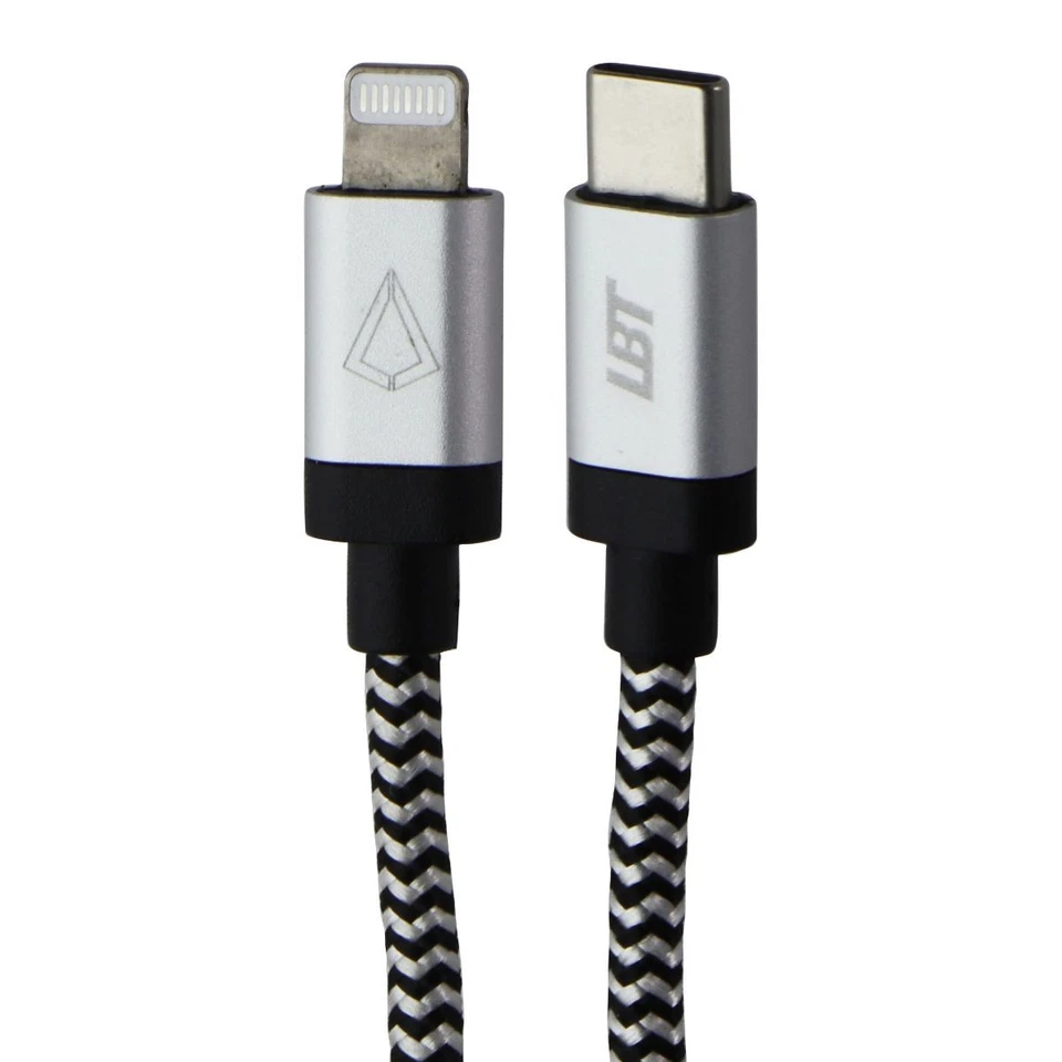 LBT (4-Ft) USB-C to  8-Pin Braided Charge Cable - Silver/White/Black - Image 1 of 1