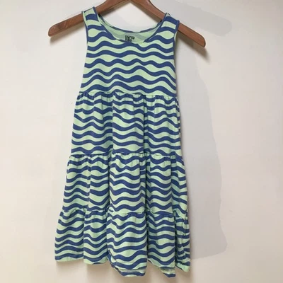 Vestido Spotted Zebra Niña XL 12 Azul y Verde Rayas Tanque Volantes Nivel 100% Algodón Foto 1 de 4