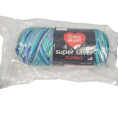 Red Heart Super Saver Jumbo Yarn Skein Wildflower Multicolor Blue/Green/Purple - Image 1 of 4