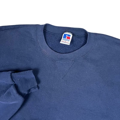 Sudadera Atlética Russell De Colección Para Hombre Grande Azul Marino EE. UU. Cuello Redondo En Blanco Años 90 Foto 1 de 4