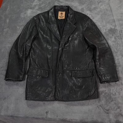 VTG The Territory Ahead Leather Blazer Mens Large Black Jacket Classic READ MOB - Image 1 of 4