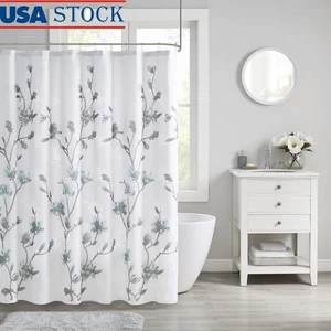 Tenda doccia burnout stampa floreale con fodera in microfibra bagno privacy nuova - Foto 1 di 5