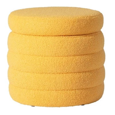 Bayville Modern 16 pulgadas Otomana de almacenamiento redonda acolchada de tela Sherpa alta al atardecer Foto 1 de 4