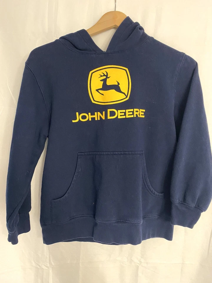 John Deere Youth Boys Blue Yellow Logo Pullover Hoodie Sweatshirt Size M (10-12) - Image 1 of 3