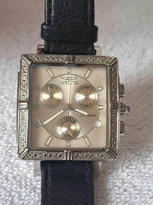 Invicta 0721 Chronograph Watch Swiss Parts 100M Steel Crystal Bezel - image 1 of 4