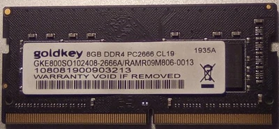 GoldKey 8 GB RAM - PROBADO - DDR4 SODIMM - PC4-21300 - 2666 MHz Foto 1 de 4