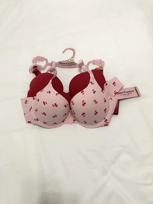 Sujetadores push up Juicy Couture estampado cereza rosa y rojo nuevos 34B Foto 1 de 4